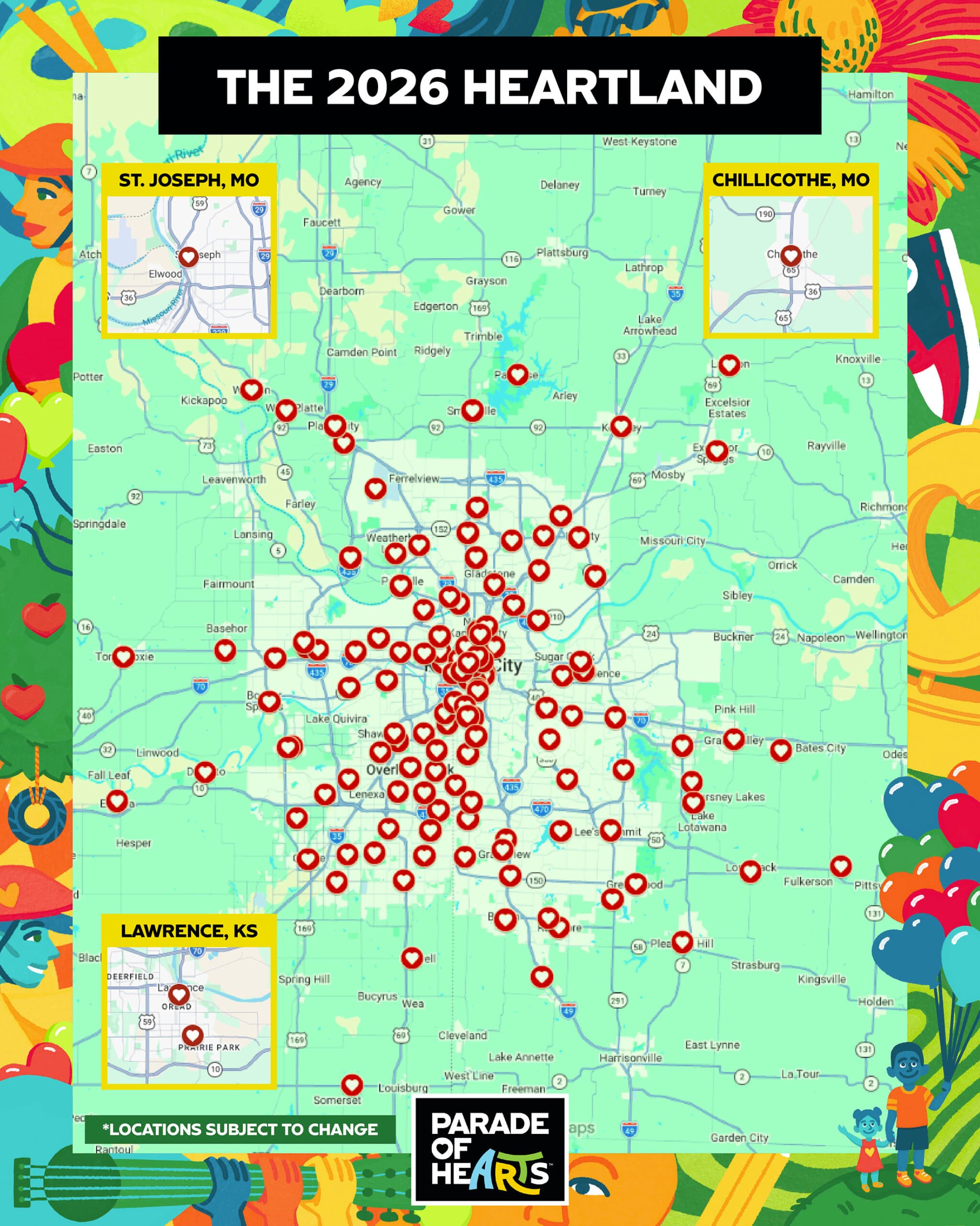 heart locations on map photo